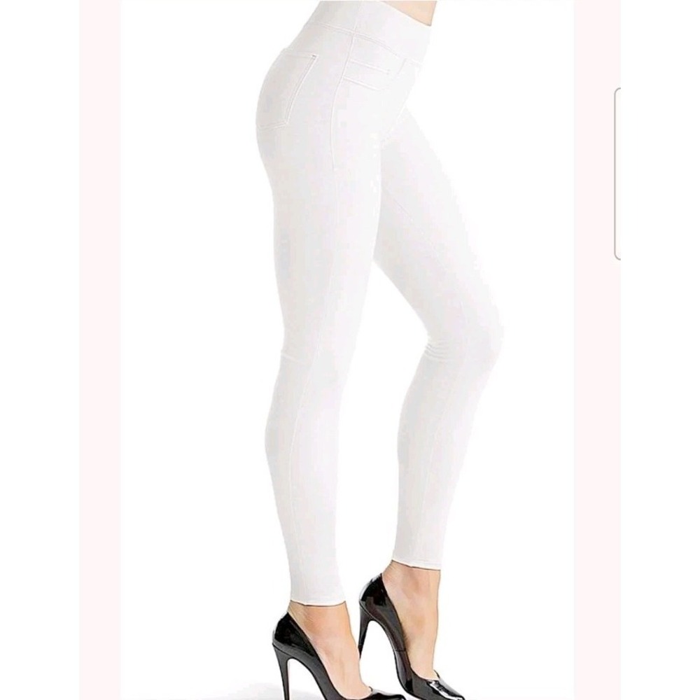 SPANX Pull On Pants Skinny Jeans, Size S/P, White Faux Pockets